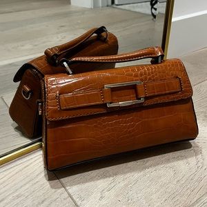 Zara faux croc brown clutch